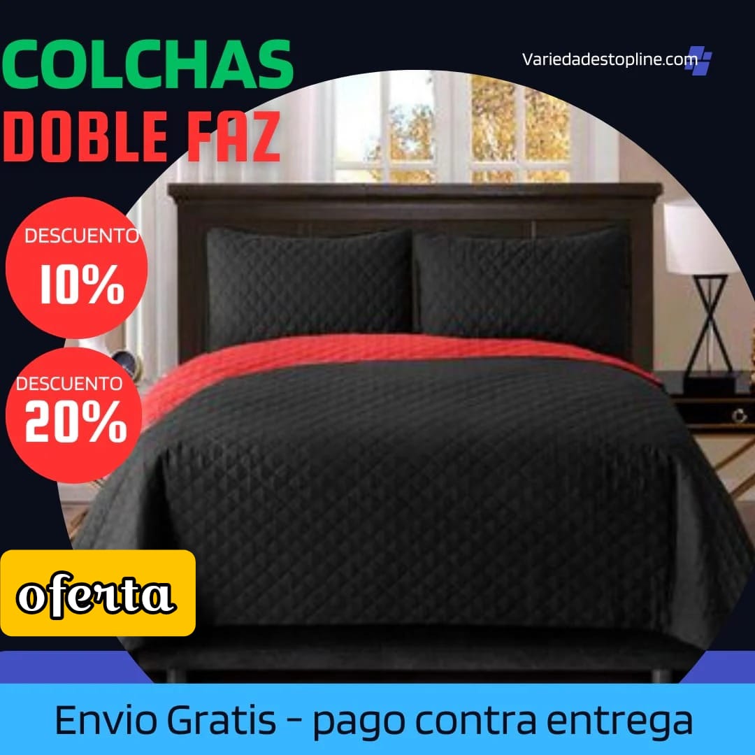 COLCHA PREMIUM DOBLE FAZ VINO NEGRO-ROJO 5/5⭐️⭐️⭐️⭐️⭐️