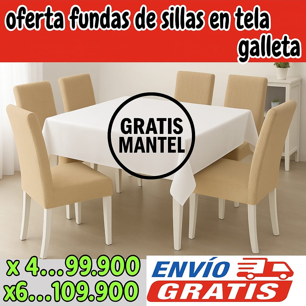 !Oferta fundas para sillas en Tela Galleta GRATIS MANTEL Y ENVIO ⭐⭐⭐⭐⭐5/5