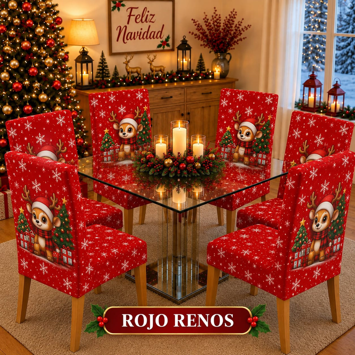 OFERTA EN FUNDAS PARA SILLAS EDICION NAVIDAD🎄🎄🦌🎅