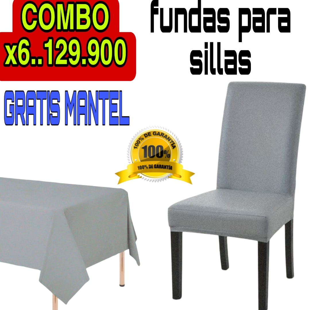 FUNDA AJUSTABLE GRIS PARA SILLAS DE COMEDOR GRATIS MANTEL 5/5⭐️⭐️⭐️⭐️⭐️