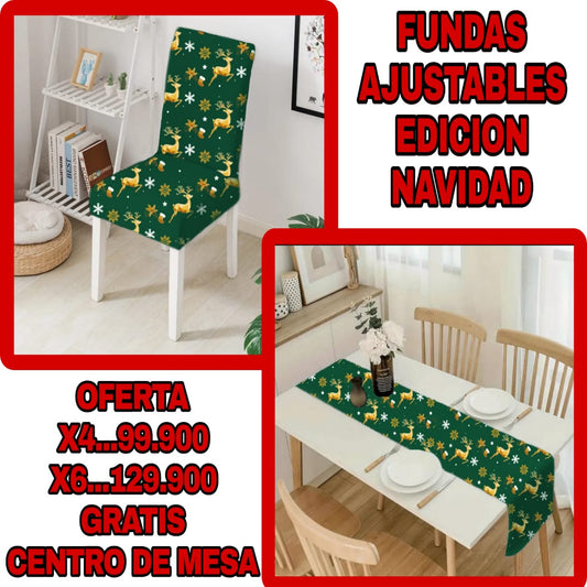 OFERTA EN FUNDAS PARA SILLAS EDICION NAVIDAD🎄🎄🦌🎅 GRATIS CENTRO DE MESA