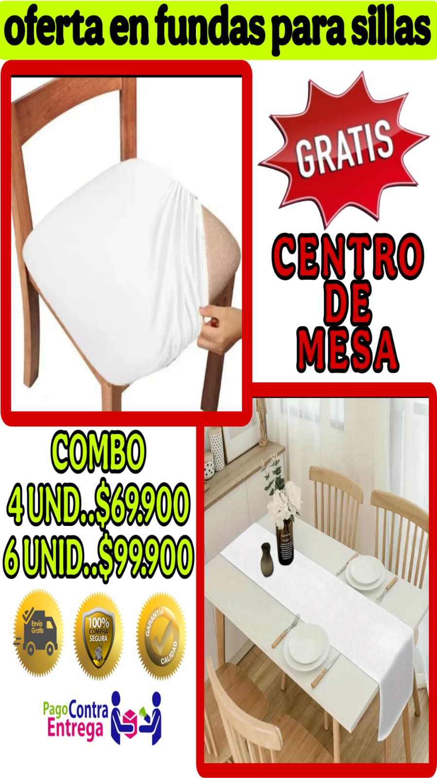 FUNDA AJUSTABLE PARA SILLAS DE COMEDOR SIN ESPALDAR⭐️⭐️⭐️⭐️⭐️5/5