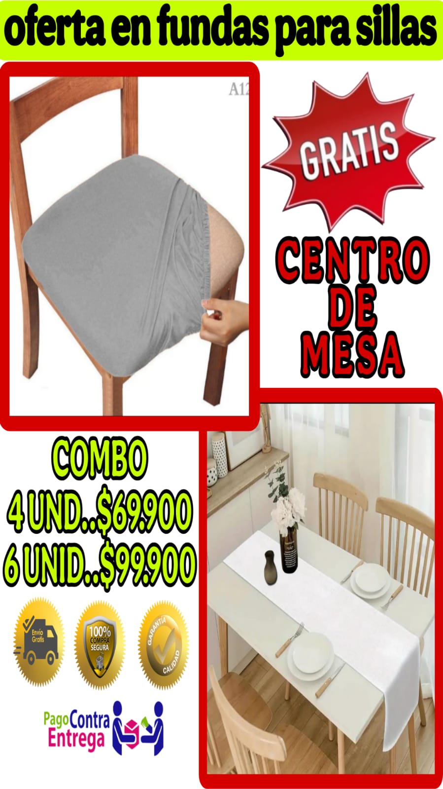 FUNDA AJUSTABLE PARA SILLAS DE COMEDOR SIN ESPALDAR⭐️⭐️⭐️⭐️⭐️5/5