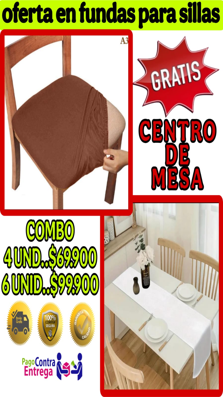 FUNDA AJUSTABLE PARA SILLAS DE COMEDOR SIN ESPALDAR⭐️⭐️⭐️⭐️⭐️5/5