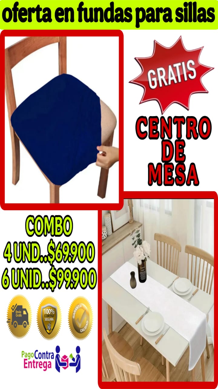 FUNDA AJUSTABLE PARA SILLAS DE COMEDOR SIN ESPALDAR⭐️⭐️⭐️⭐️⭐️5/5