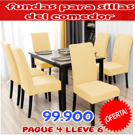 PROMOCION FUNDAS PARA SILLAS PAGUE 4 LLEVE 6 X 99.900 + ENVÍO GRATIS