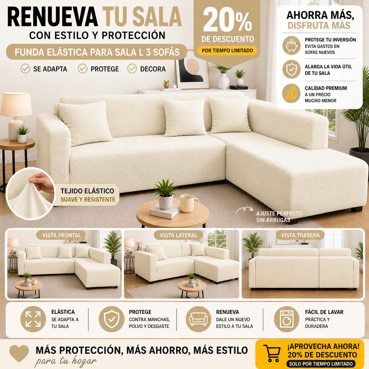 OFERTA EN FUNDAS AJUSTABLES  20% DE DESCUENTO