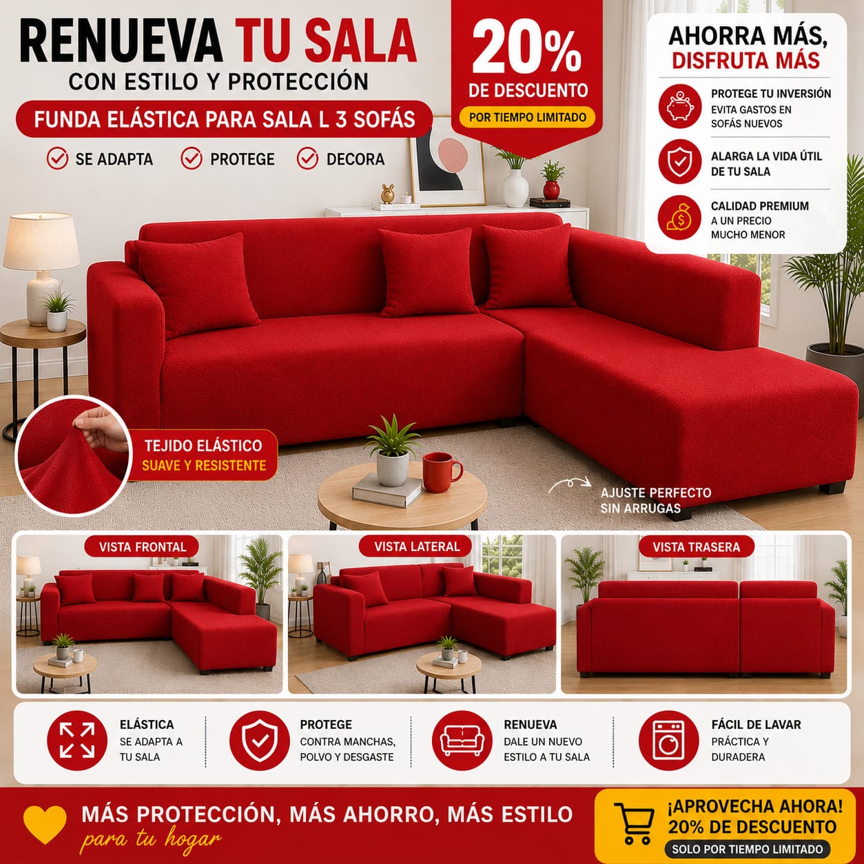 OFERTA EN FUNDAS AJUSTABLES  20% DE DESCUENTO