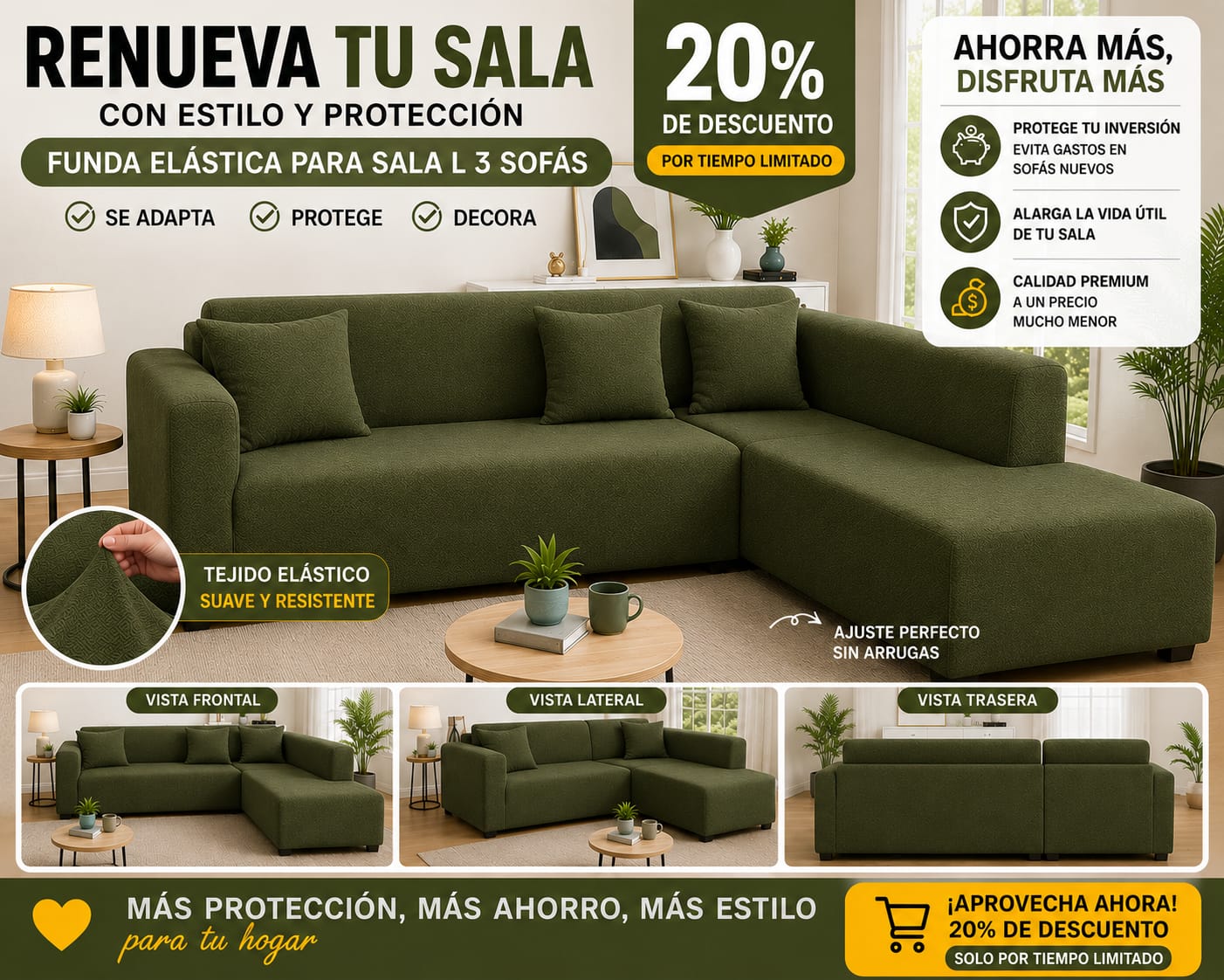 OFERTA EN FUNDAS AJUSTABLES  20% DE DESCUENTO