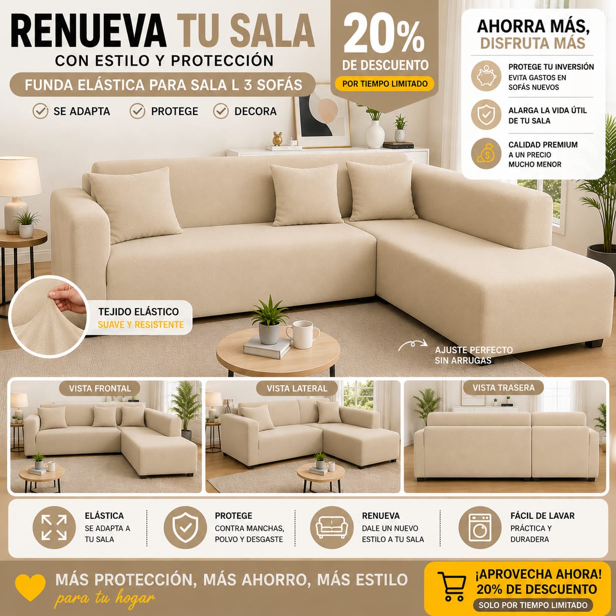 OFERTA EN FUNDAS AJUSTABLES  20% DE DESCUENTO