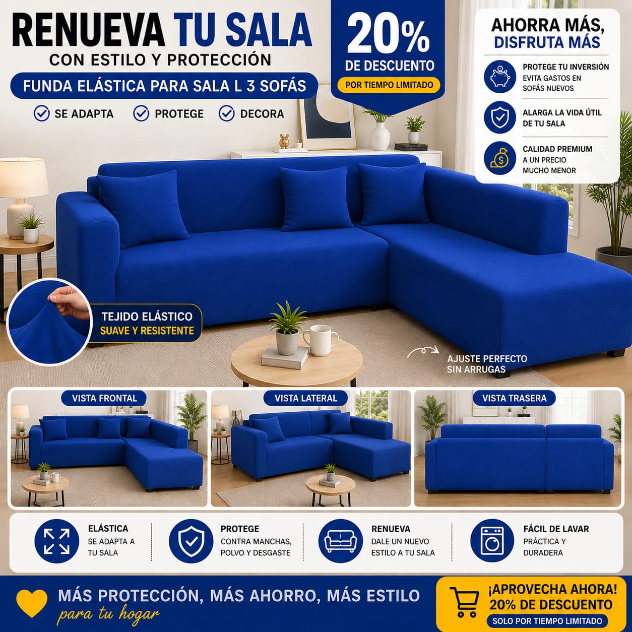 OFERTA EN FUNDAS AJUSTABLES  20% DE DESCUENTO