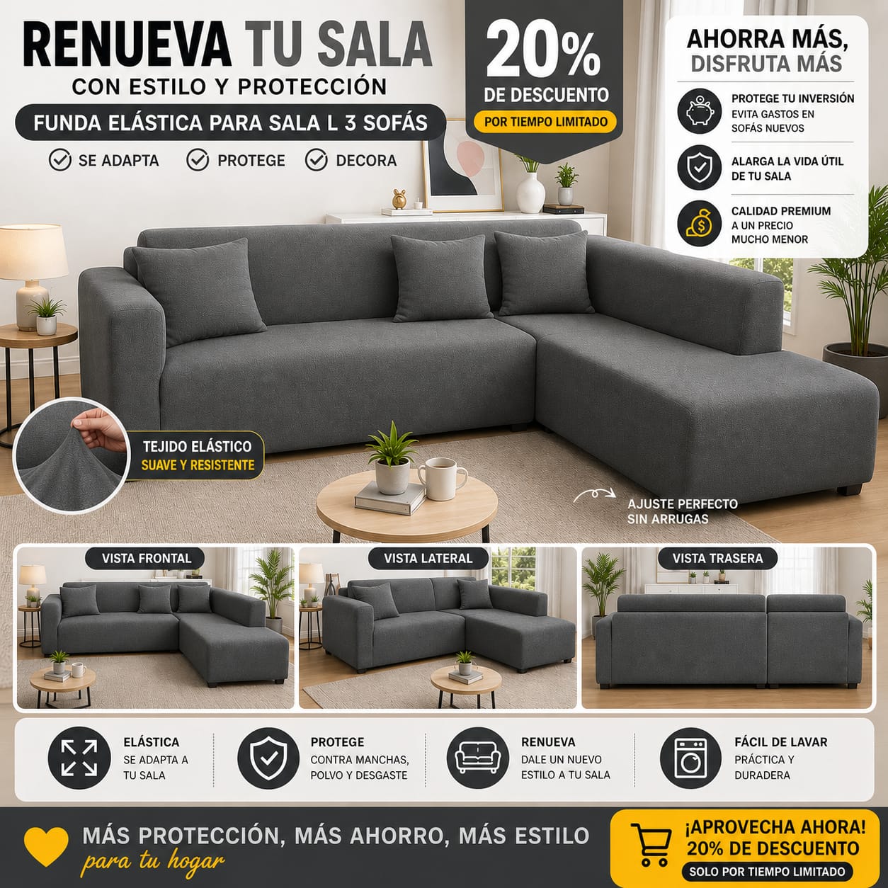 OFERTA EN FUNDAS AJUSTABLES  20% DE DESCUENTO