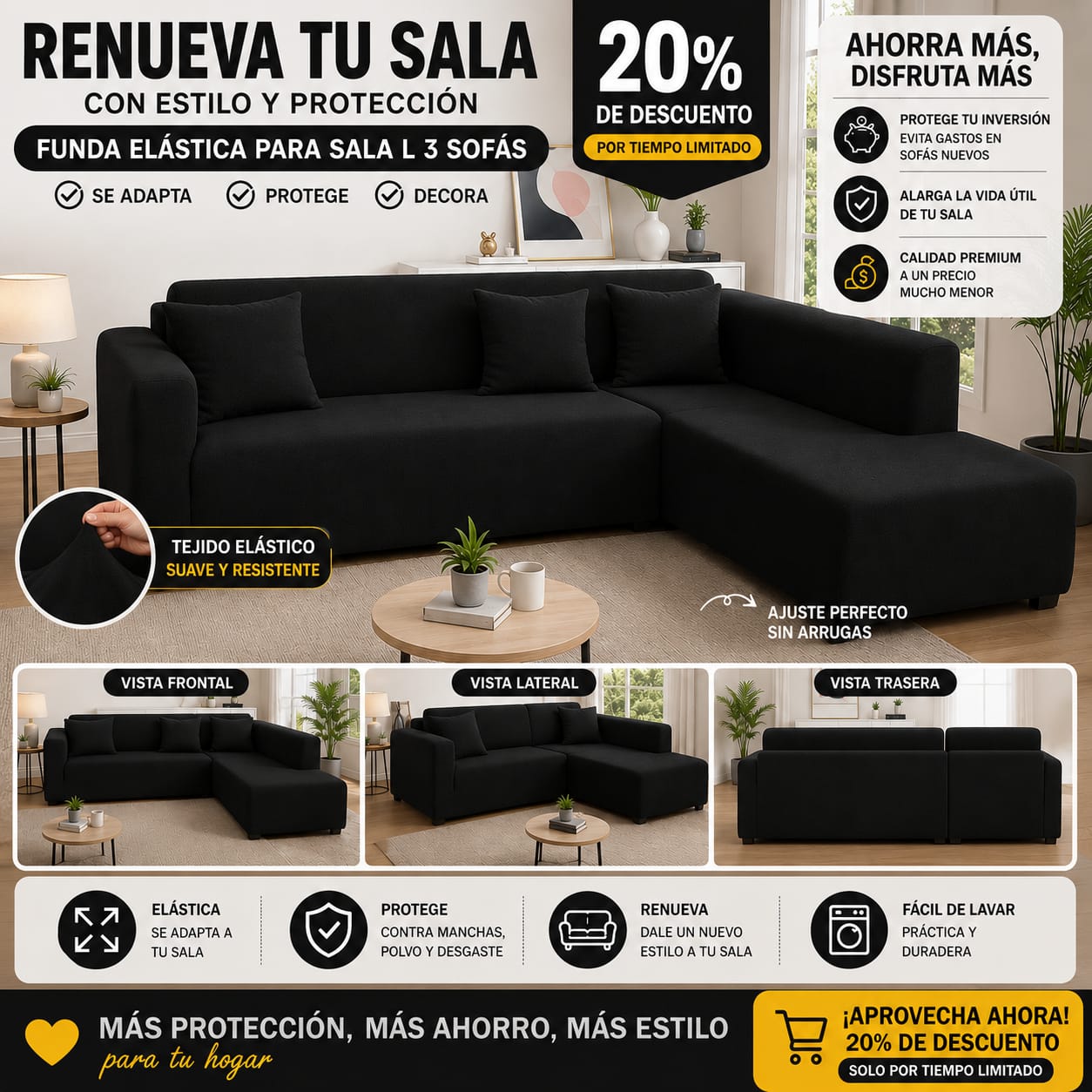 OFERTA EN FUNDAS AJUSTABLES  20% DE DESCUENTO