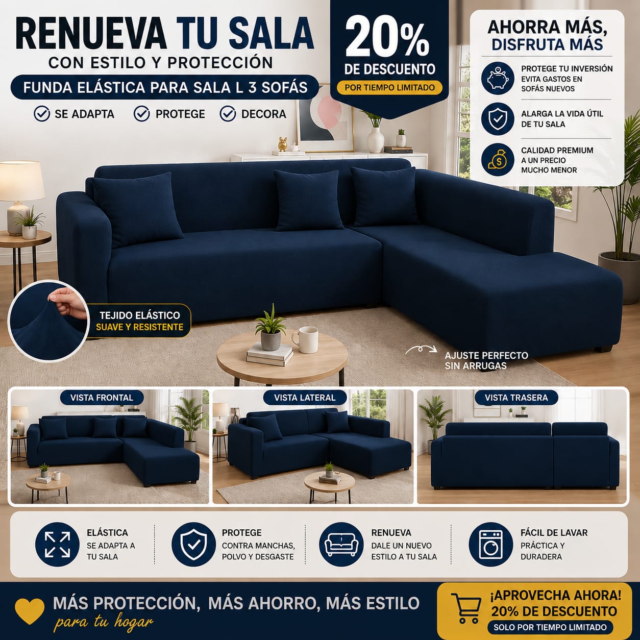 OFERTA EN FUNDAS AJUSTABLES  20% DE DESCUENTO