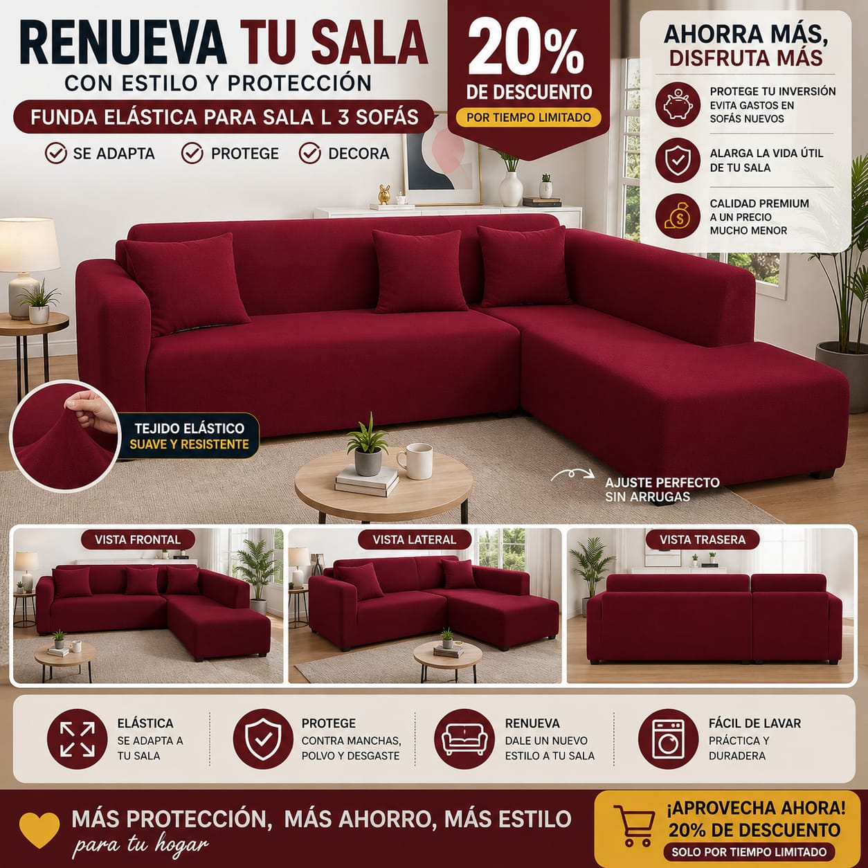 OFERTA EN FUNDAS AJUSTABLES  20% DE DESCUENTO