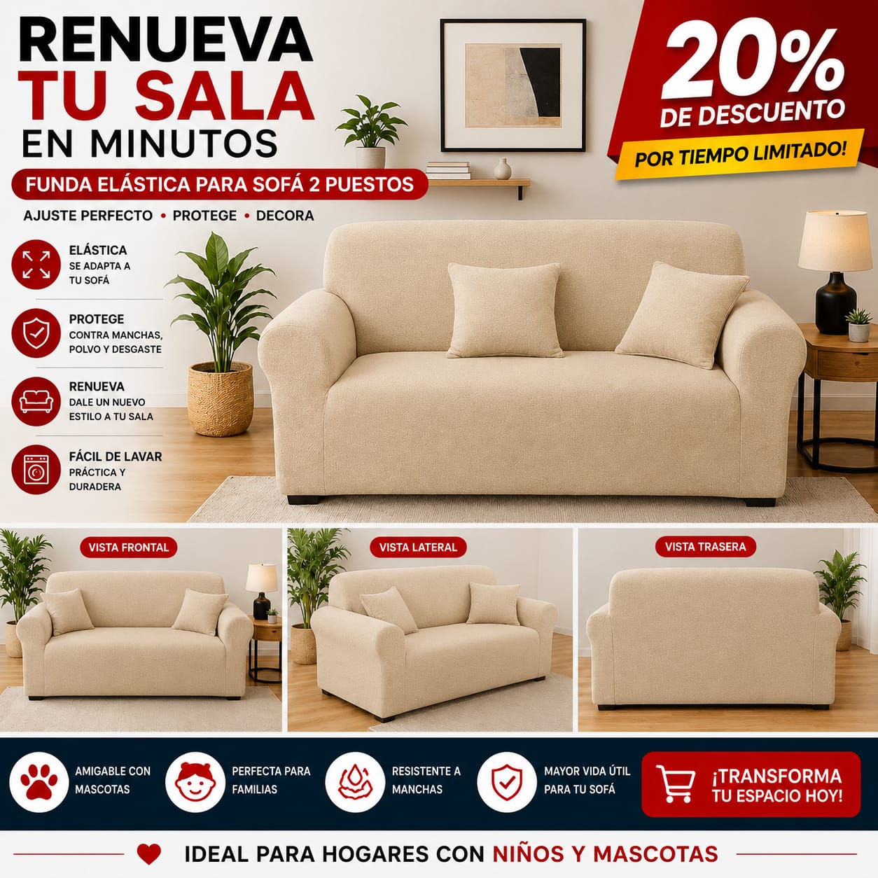 Funda PREMIUM para sofa de 2 puestos ajustable 5/5⭐️⭐️⭐️⭐️⭐️