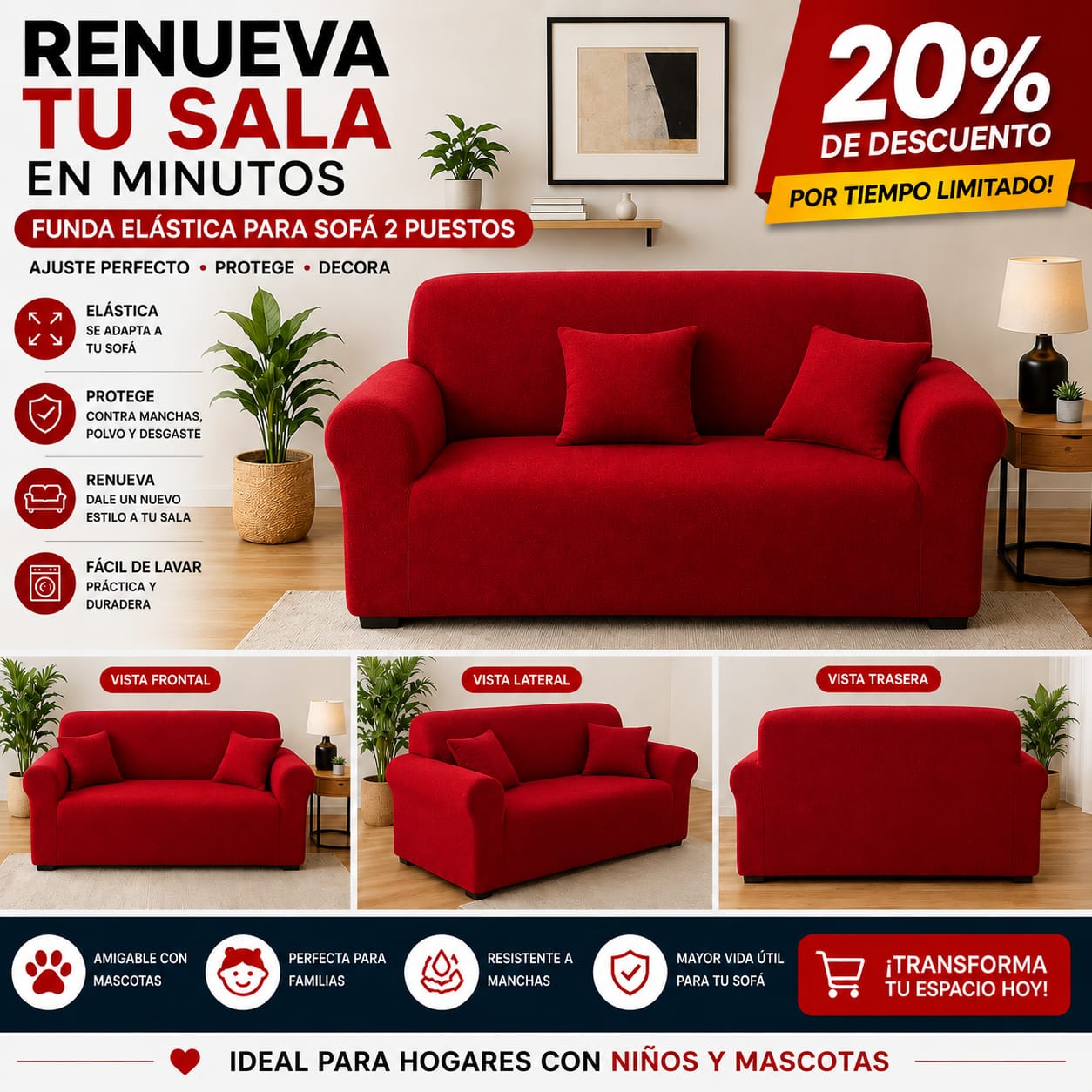 Funda PREMIUM para sofa de 2 puestos ajustable 5/5⭐️⭐️⭐️⭐️⭐️