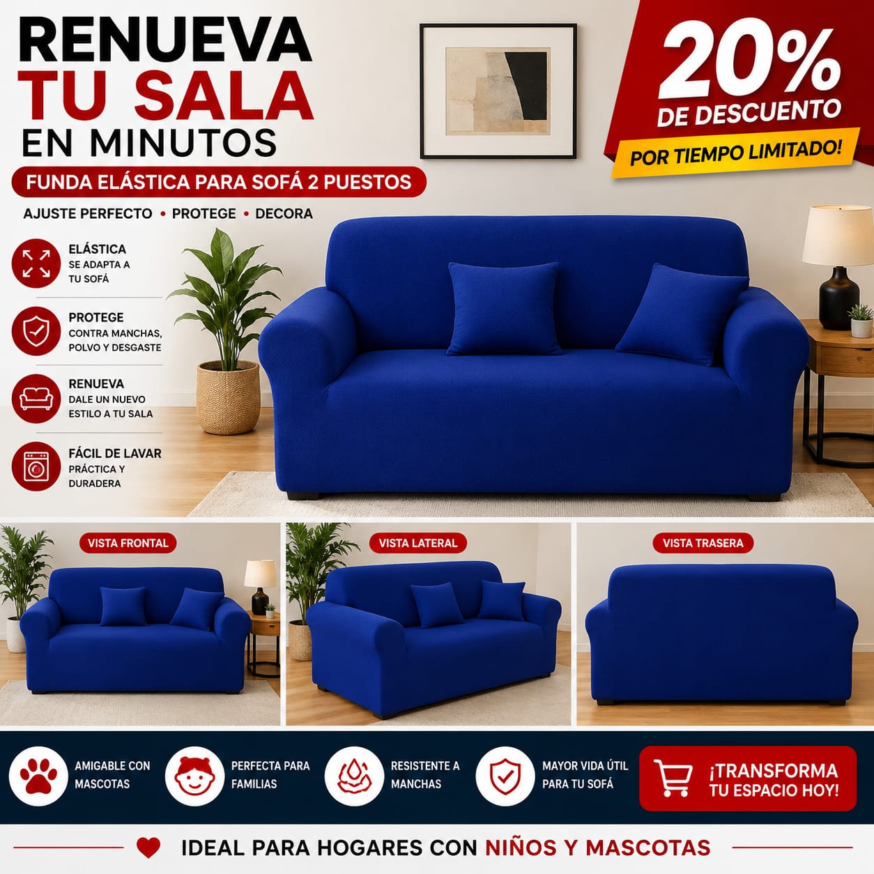 Funda PREMIUM para sofa de 2 puestos ajustable 5/5⭐️⭐️⭐️⭐️⭐️