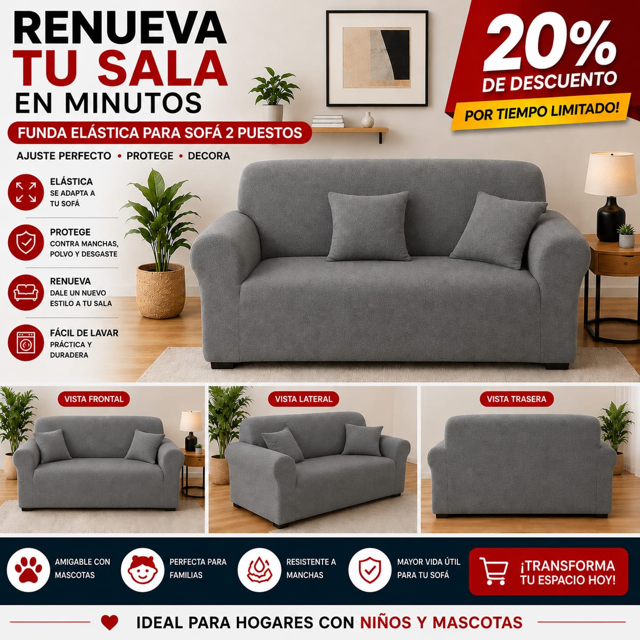 Funda PREMIUM para sofa de 2 puestos ajustable 5/5⭐️⭐️⭐️⭐️⭐️