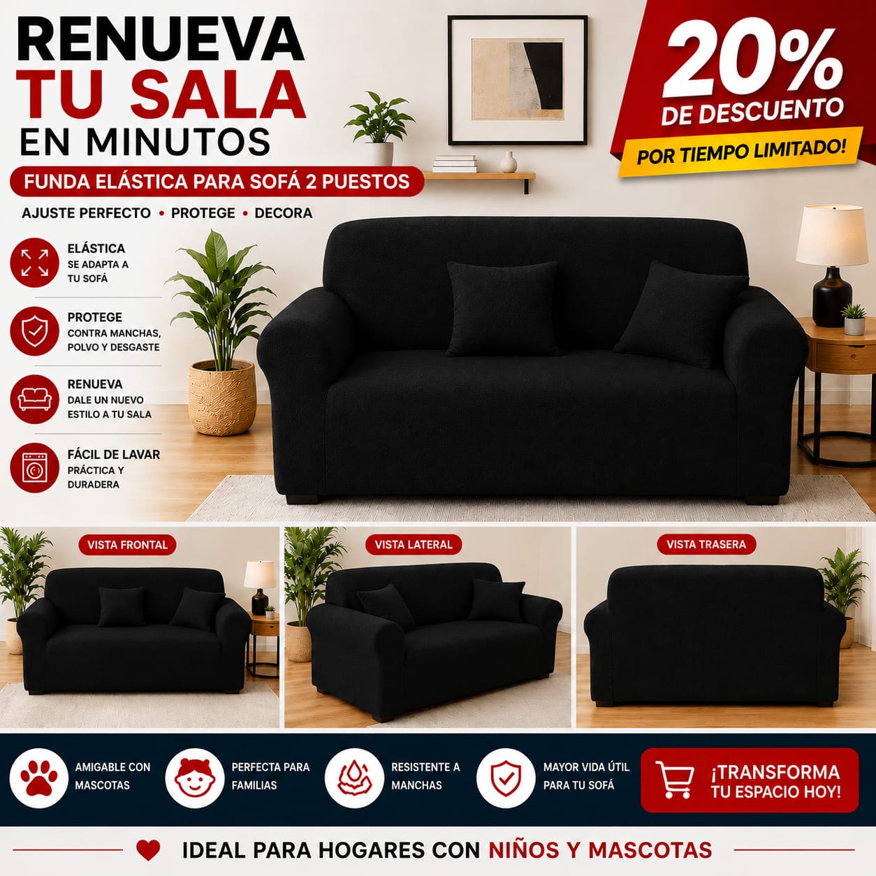Funda PREMIUM para sofa de 2 puestos ajustable 5/5⭐️⭐️⭐️⭐️⭐️