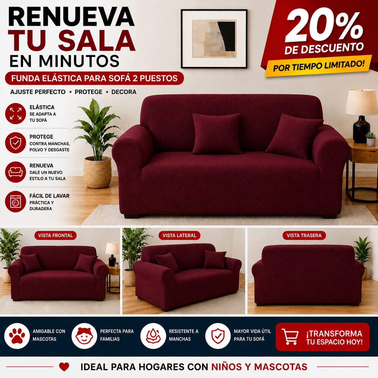 Funda PREMIUM para sofa de 2 puestos ajustable 5/5⭐️⭐️⭐️⭐️⭐️