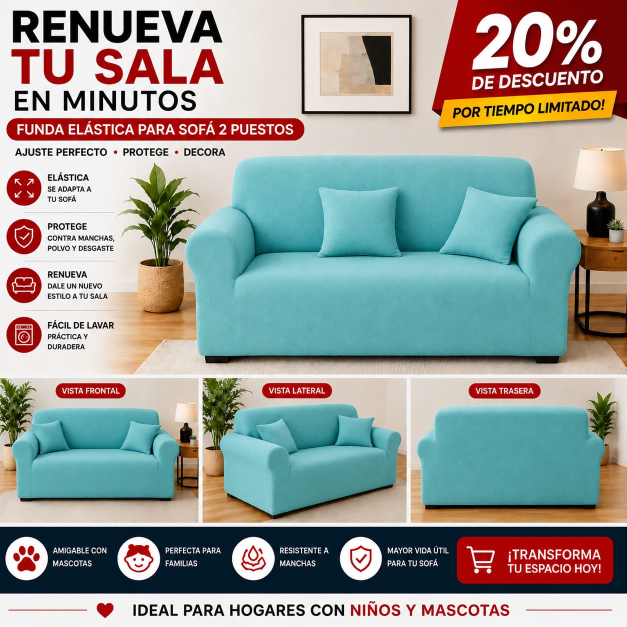 Funda PREMIUM para sofa de 2 puestos ajustable 5/5⭐️⭐️⭐️⭐️⭐️