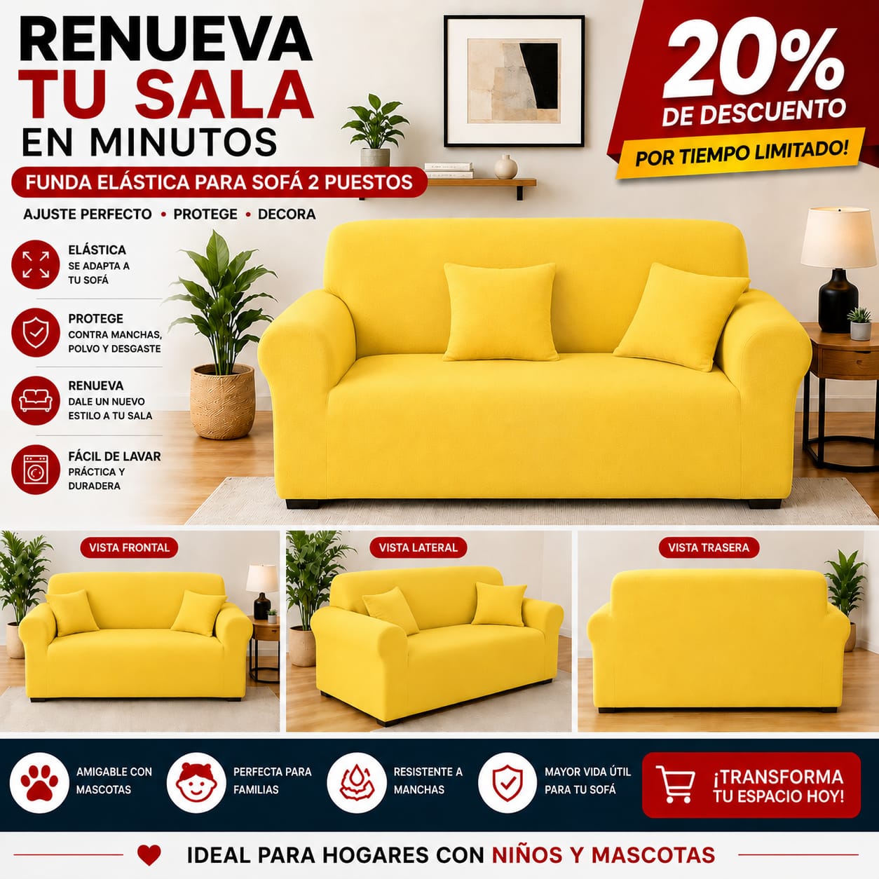 Funda PREMIUM para sofa de 2 puestos ajustable 5/5⭐️⭐️⭐️⭐️⭐️