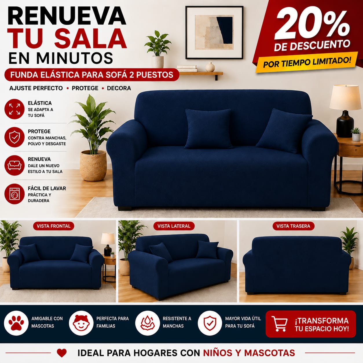 Funda PREMIUM para sofa de 2 puestos ajustable 5/5⭐️⭐️⭐️⭐️⭐️