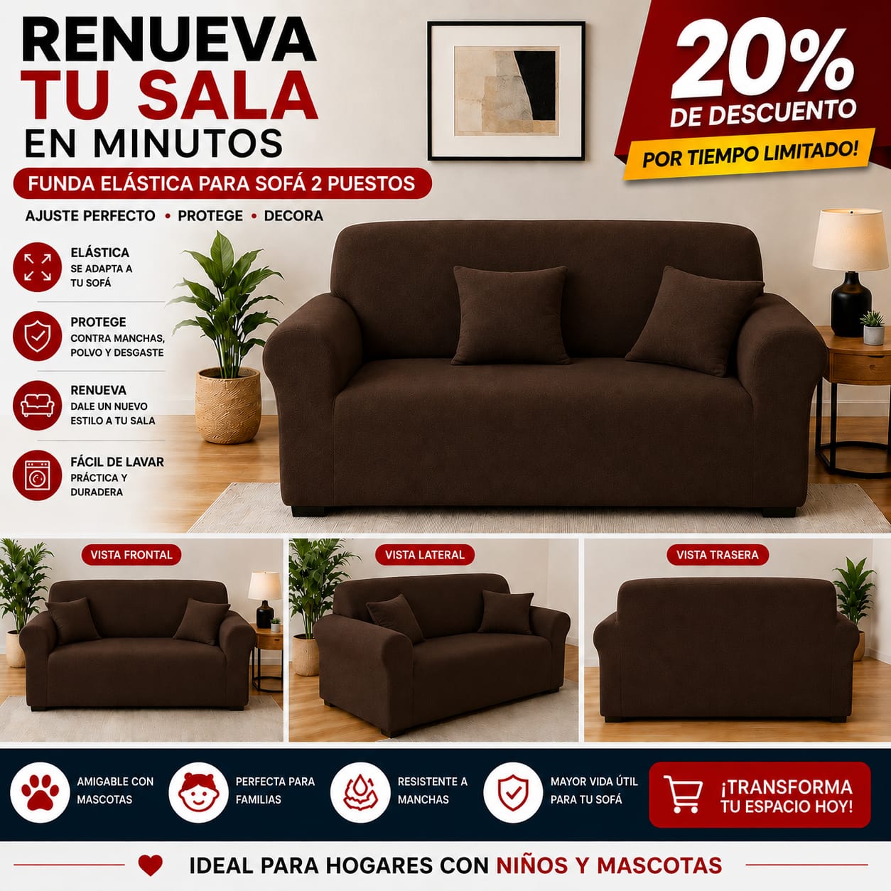 Funda PREMIUM para sofa de 2 puestos ajustable 5/5⭐️⭐️⭐️⭐️⭐️