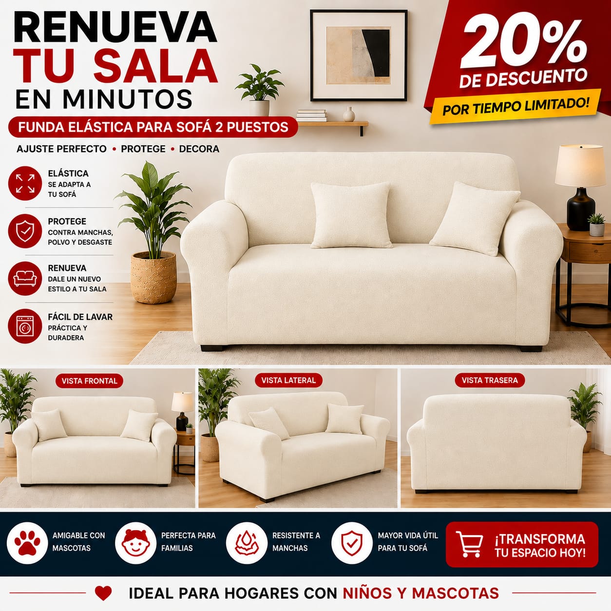 Funda PREMIUM para sofa de 2 puestos ajustable 5/5⭐️⭐️⭐️⭐️⭐️