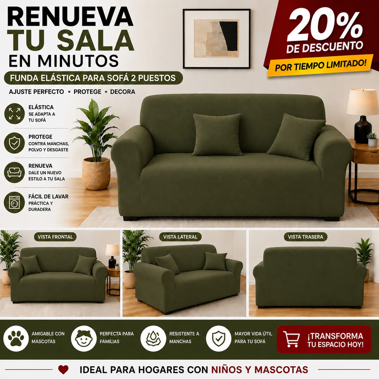 Funda PREMIUM para sofa de 2 puestos ajustable 5/5⭐️⭐️⭐️⭐️⭐️