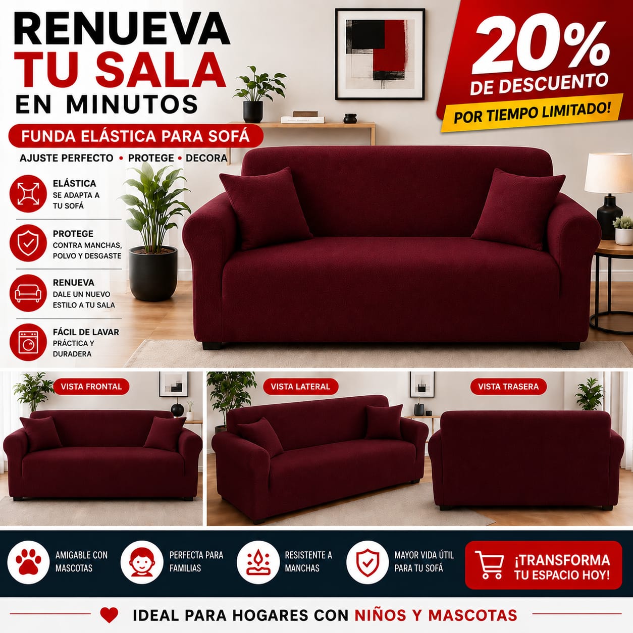 Funda PREMIUM para sofa de 3 puestos ajustable 5/5⭐️⭐️⭐️⭐️⭐️