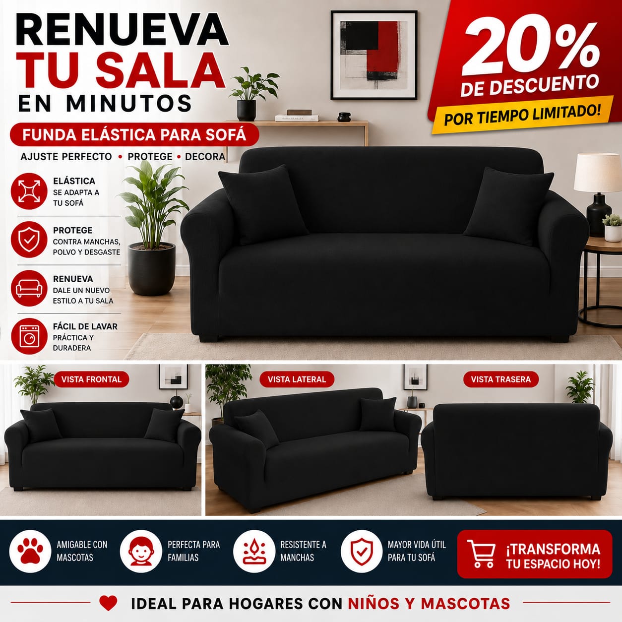 Funda PREMIUM para sofa de 3 puestos ajustable 5/5⭐️⭐️⭐️⭐️⭐️