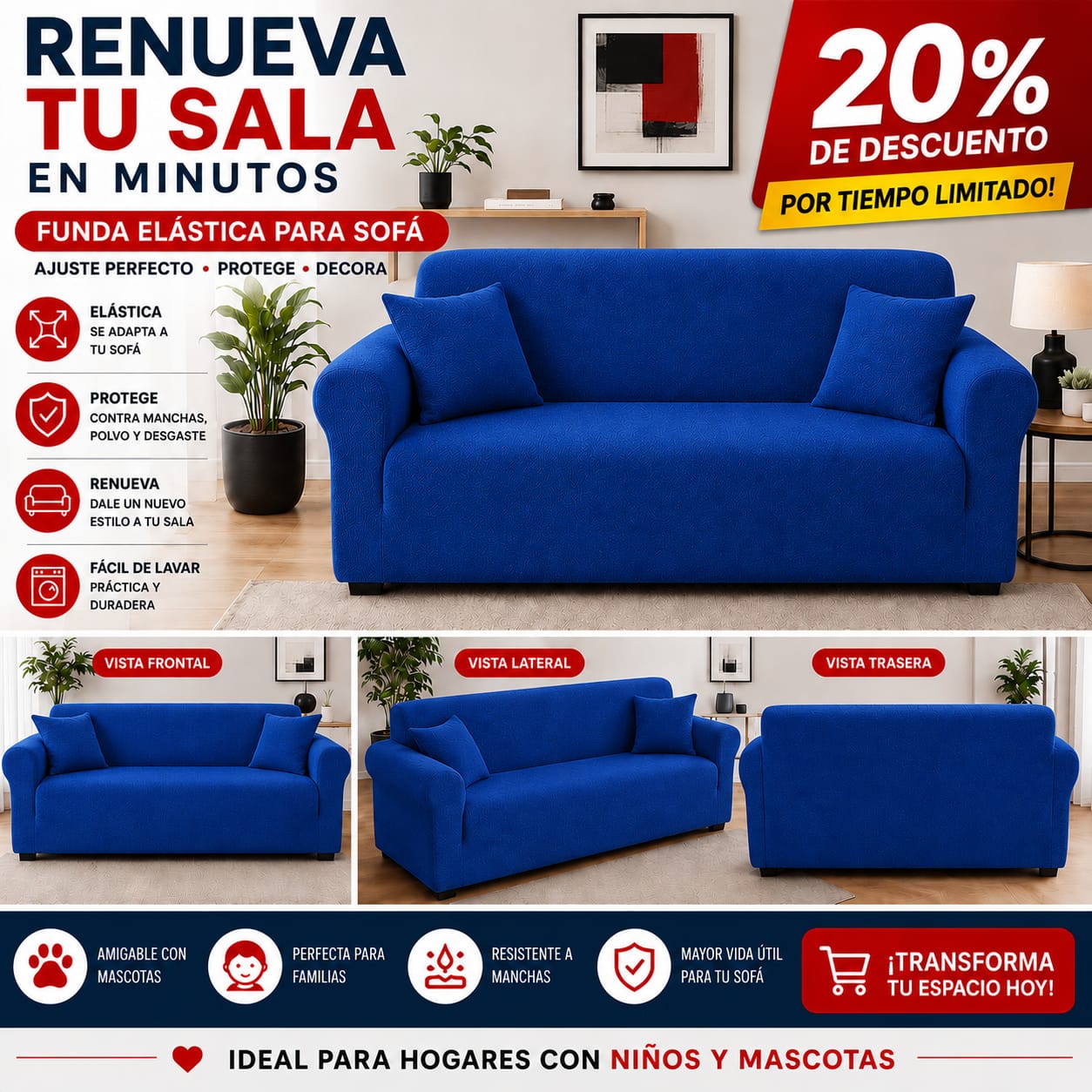 Funda PREMIUM para sofa de 3 puestos ajustable 5/5⭐️⭐️⭐️⭐️⭐️