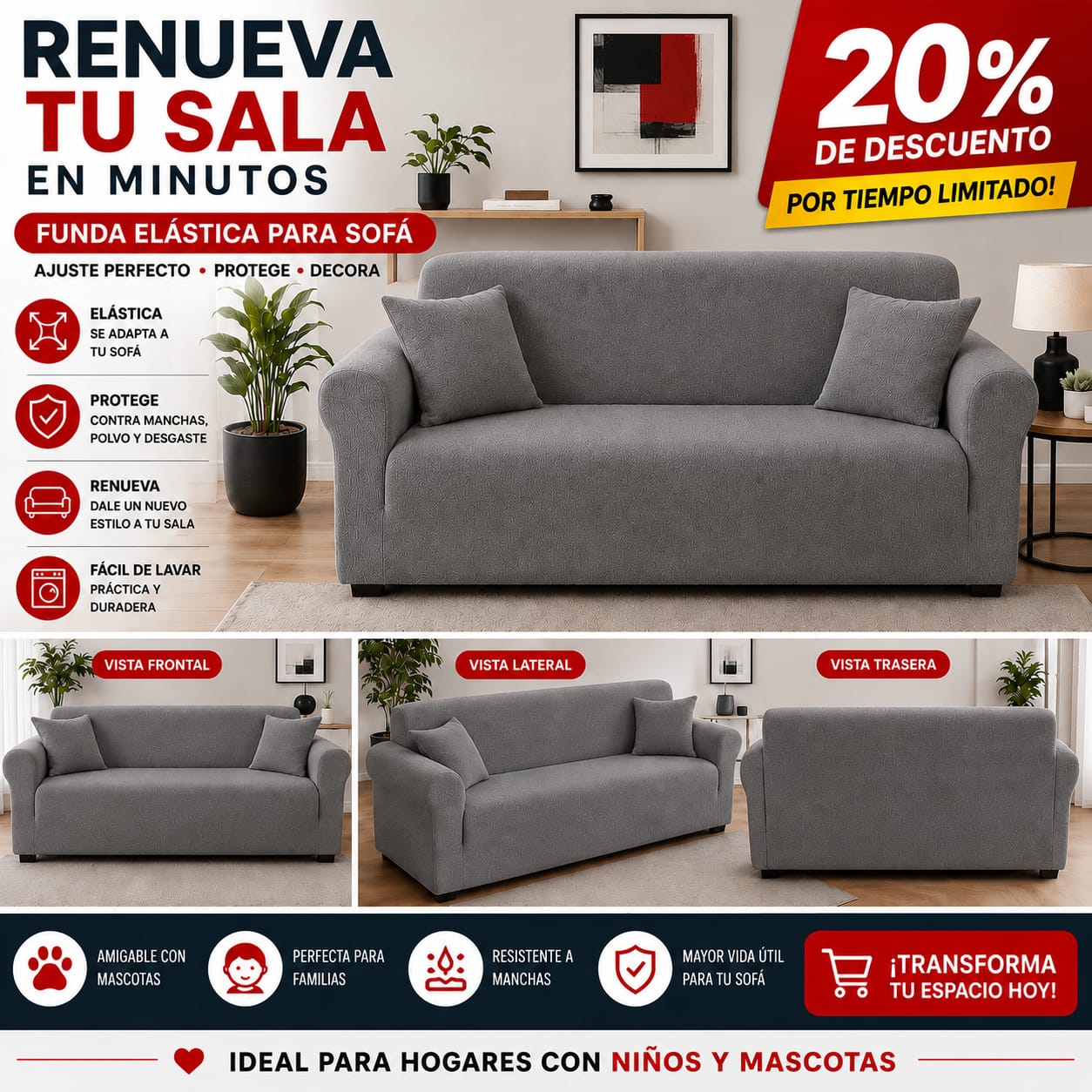 Funda PREMIUM para sofa de 3 puestos ajustable 5/5⭐️⭐️⭐️⭐️⭐️
