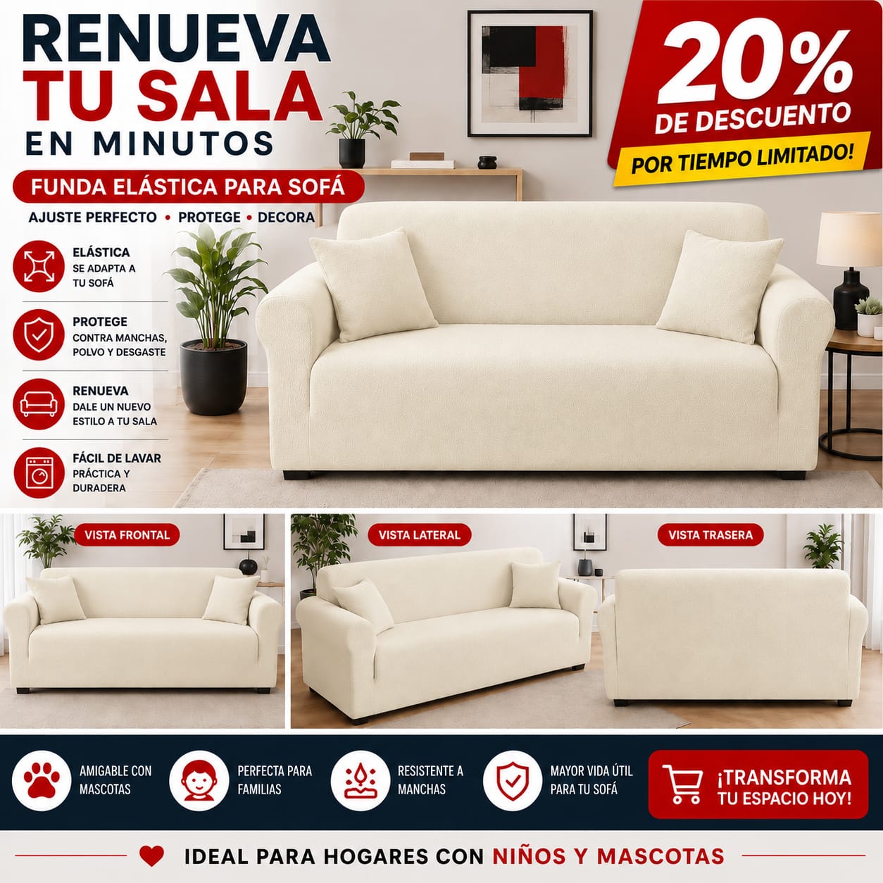 Funda PREMIUM para sofa de 3 puestos ajustable 5/5⭐️⭐️⭐️⭐️⭐️