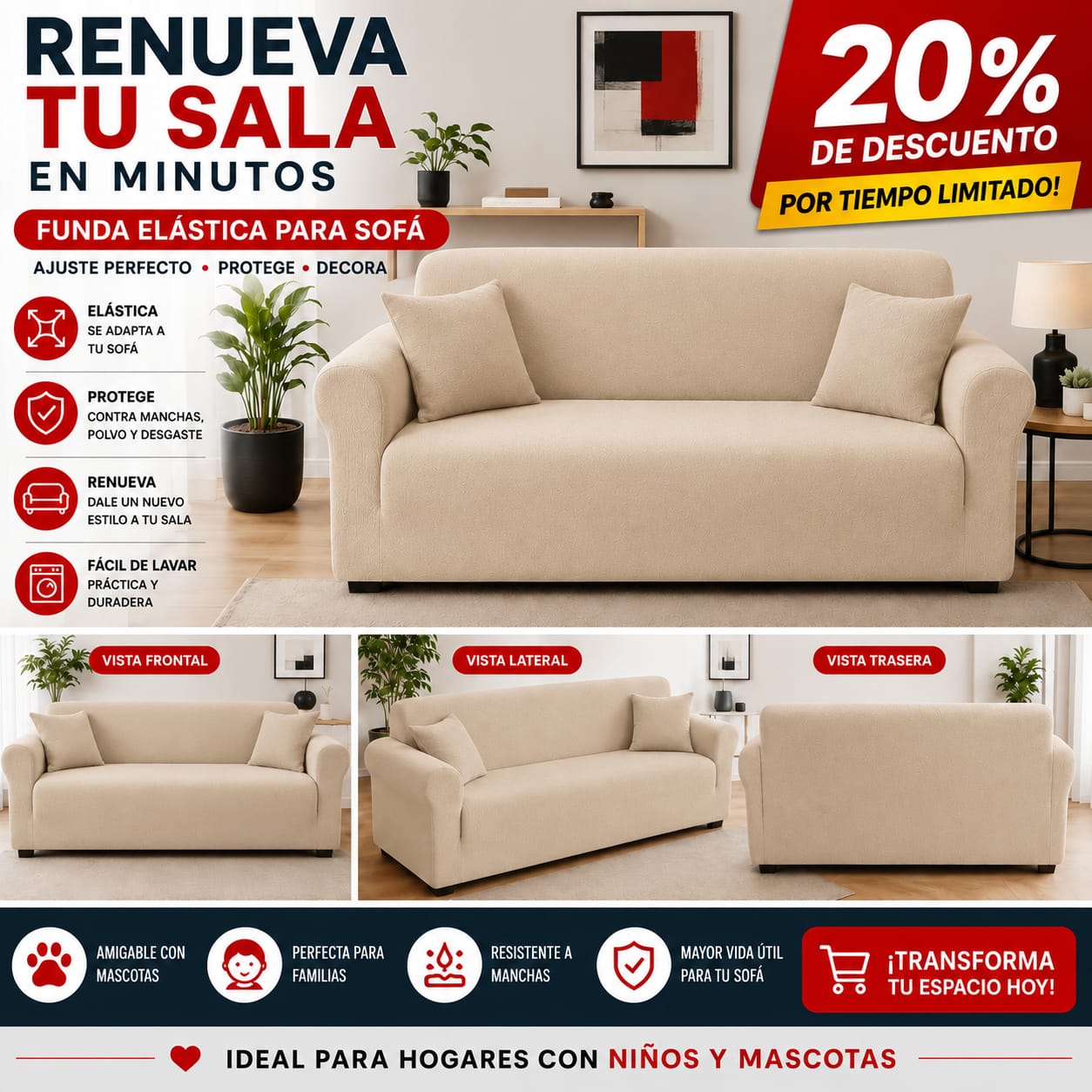 Funda PREMIUM para sofa de 3 puestos ajustable 5/5⭐️⭐️⭐️⭐️⭐️