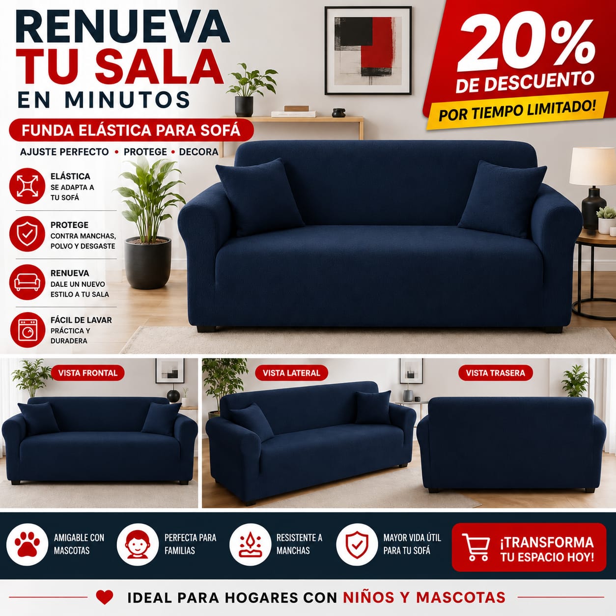 Funda PREMIUM para sofa de 3 puestos ajustable 5/5⭐️⭐️⭐️⭐️⭐️