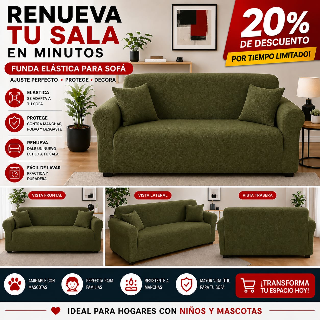 Funda PREMIUM para sofa de 3 puestos ajustable 5/5⭐️⭐️⭐️⭐️⭐️