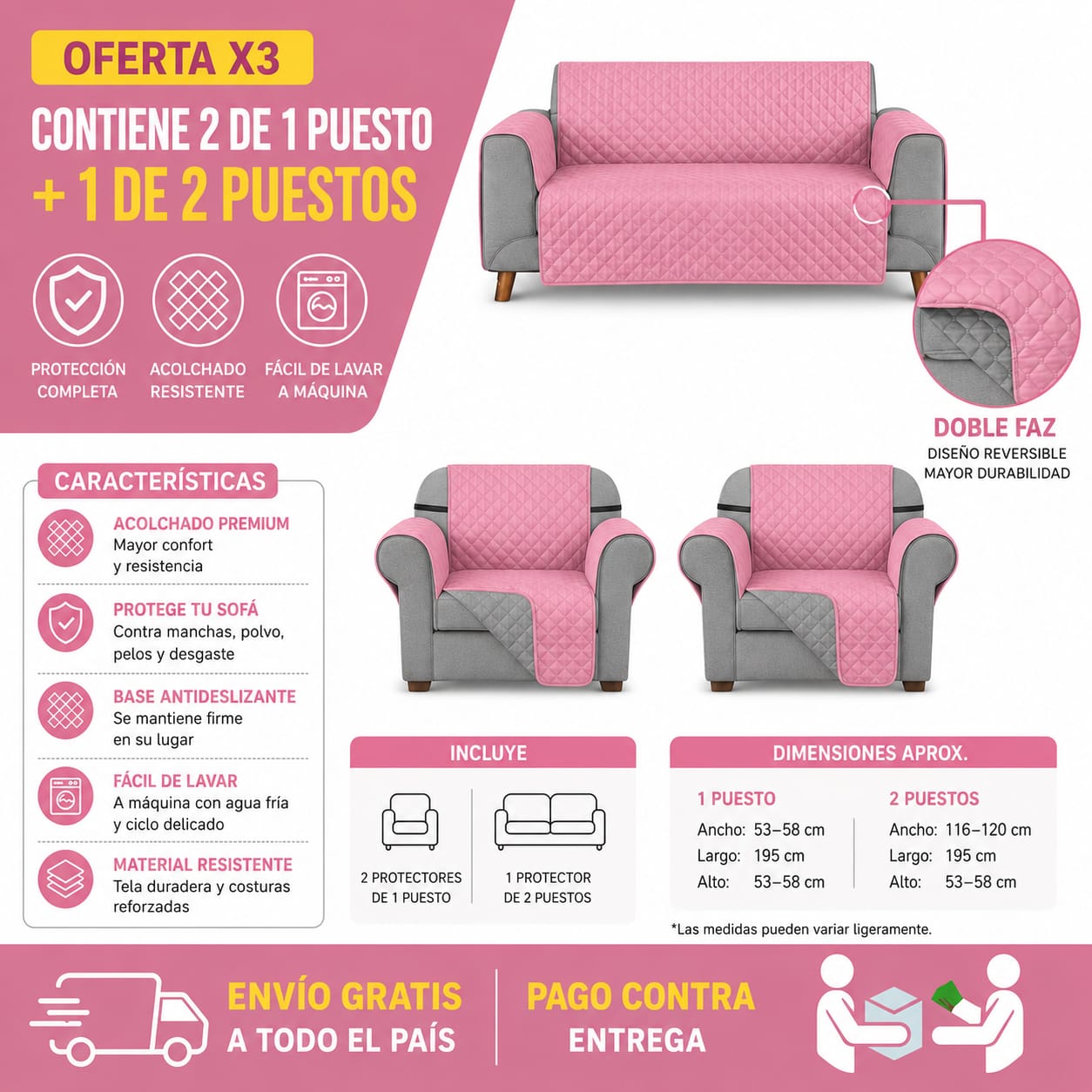 PROTECTORES PARA SOFAS OFERTA 2UNIDADES DE 1 PUESTO + 1 UNIDAD DE 2 PUESTOS⭐️⭐️⭐️⭐️⭐️5/5