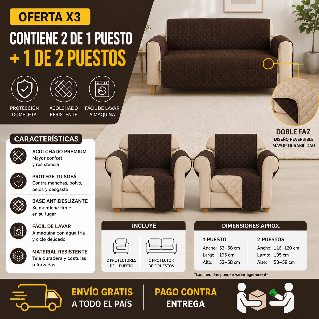 PROTECTORES PARA SOFAS OFERTA 2UNIDADES DE 1 PUESTO + 1 UNIDAD DE 2 PUESTOS⭐️⭐️⭐️⭐️⭐️5/5