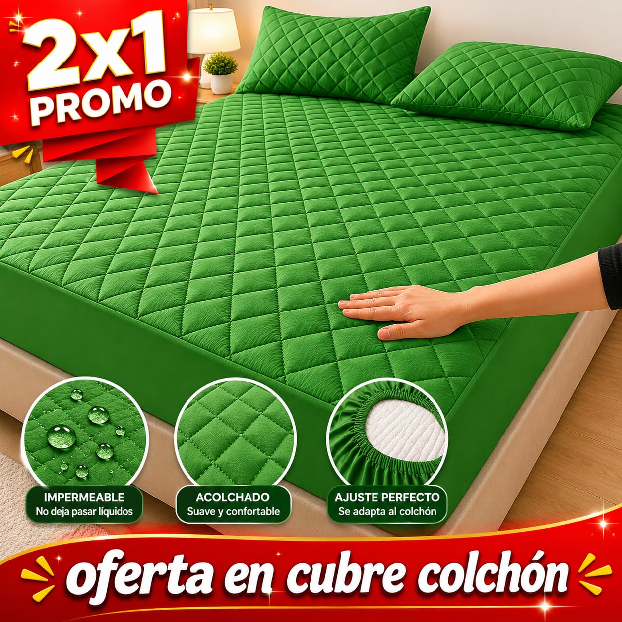 OFERTA EN CUBRE COLCHON PAGUE 1 LLEVE 2 + 4 FUNDAS DE ALMOHADA GRATIS ⭐⭐⭐⭐⭐5/5