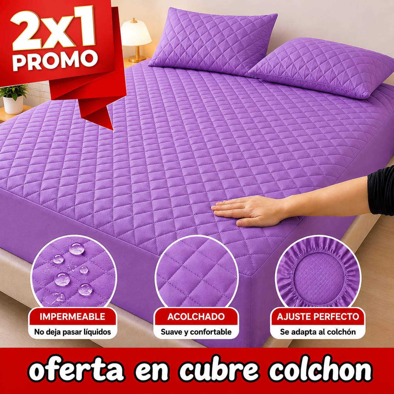 OFERTA EN CUBRE COLCHON PAGUE 1 LLEVE 2 + 4 FUNDAS DE ALMOHADA GRATIS ⭐⭐⭐⭐⭐5/5
