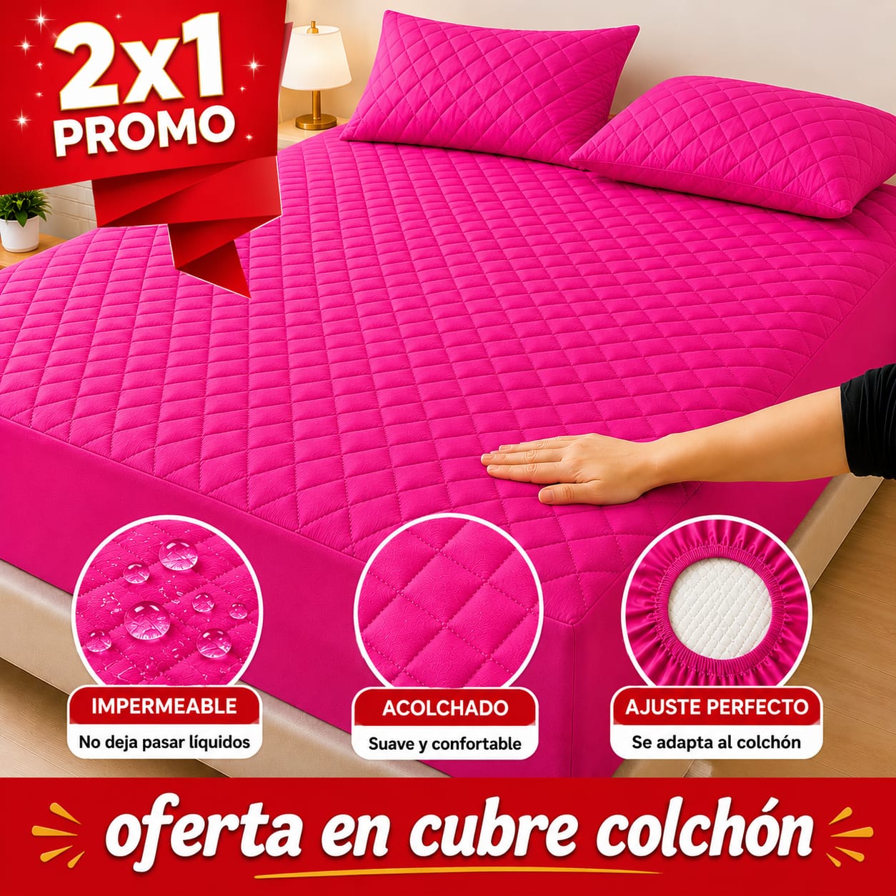 OFERTA EN CUBRE COLCHON PAGUE 1 LLEVE 2 + 4 FUNDAS DE ALMOHADA GRATIS ⭐⭐⭐⭐⭐5/5