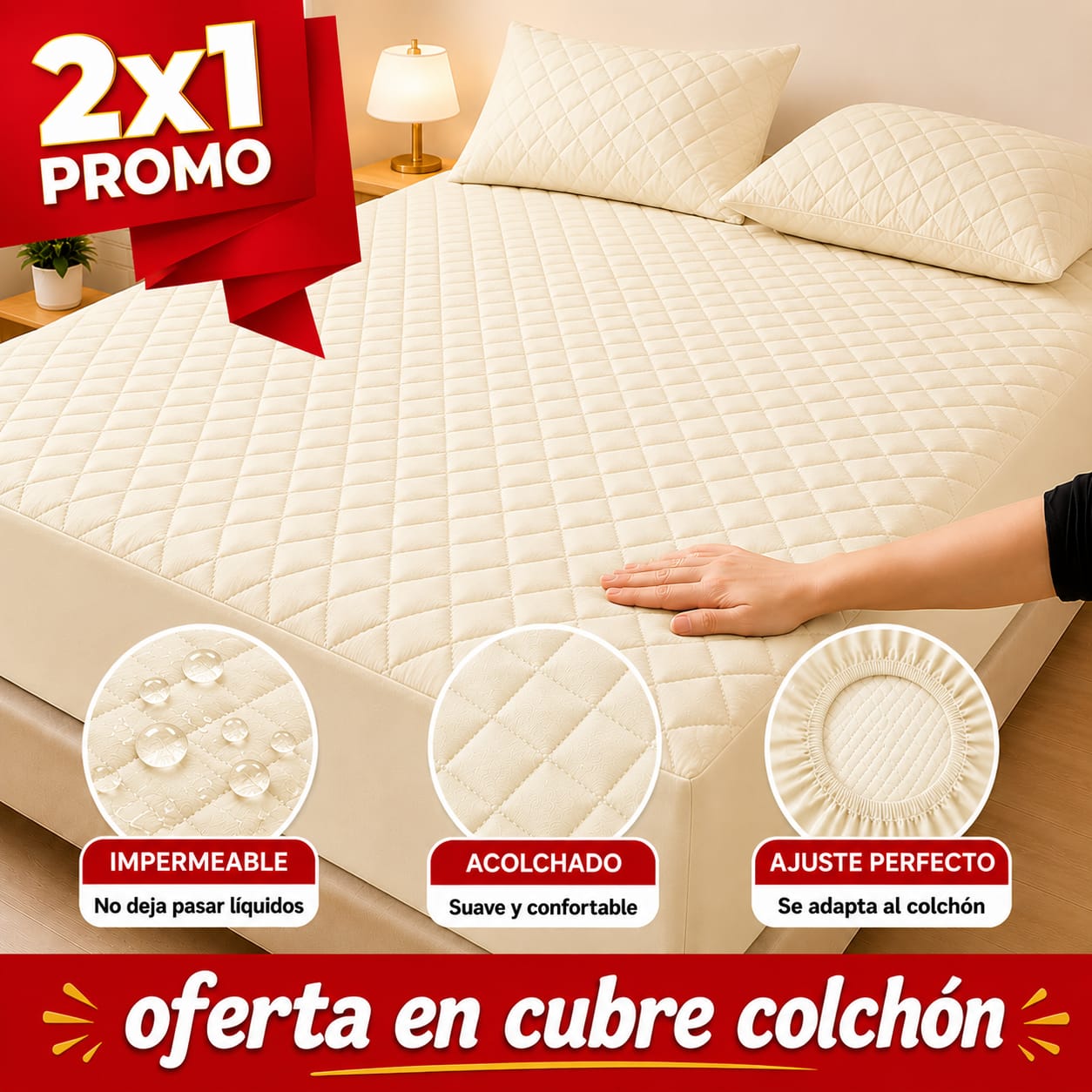 OFERTA EN CUBRE COLCHON PAGUE 1 LLEVE 2 + 4 FUNDAS DE ALMOHADA GRATIS ⭐⭐⭐⭐⭐5/5