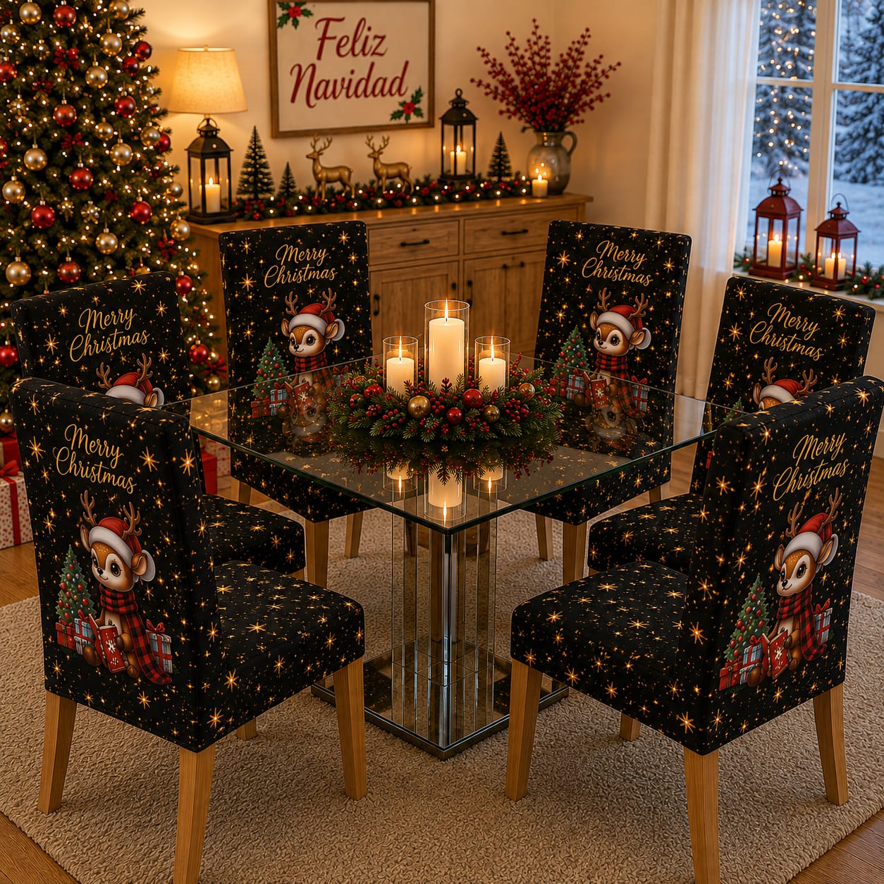 OFERTA EN FUNDAS PARA SILLAS EDICION NAVIDAD🎄🎄🦌🎅