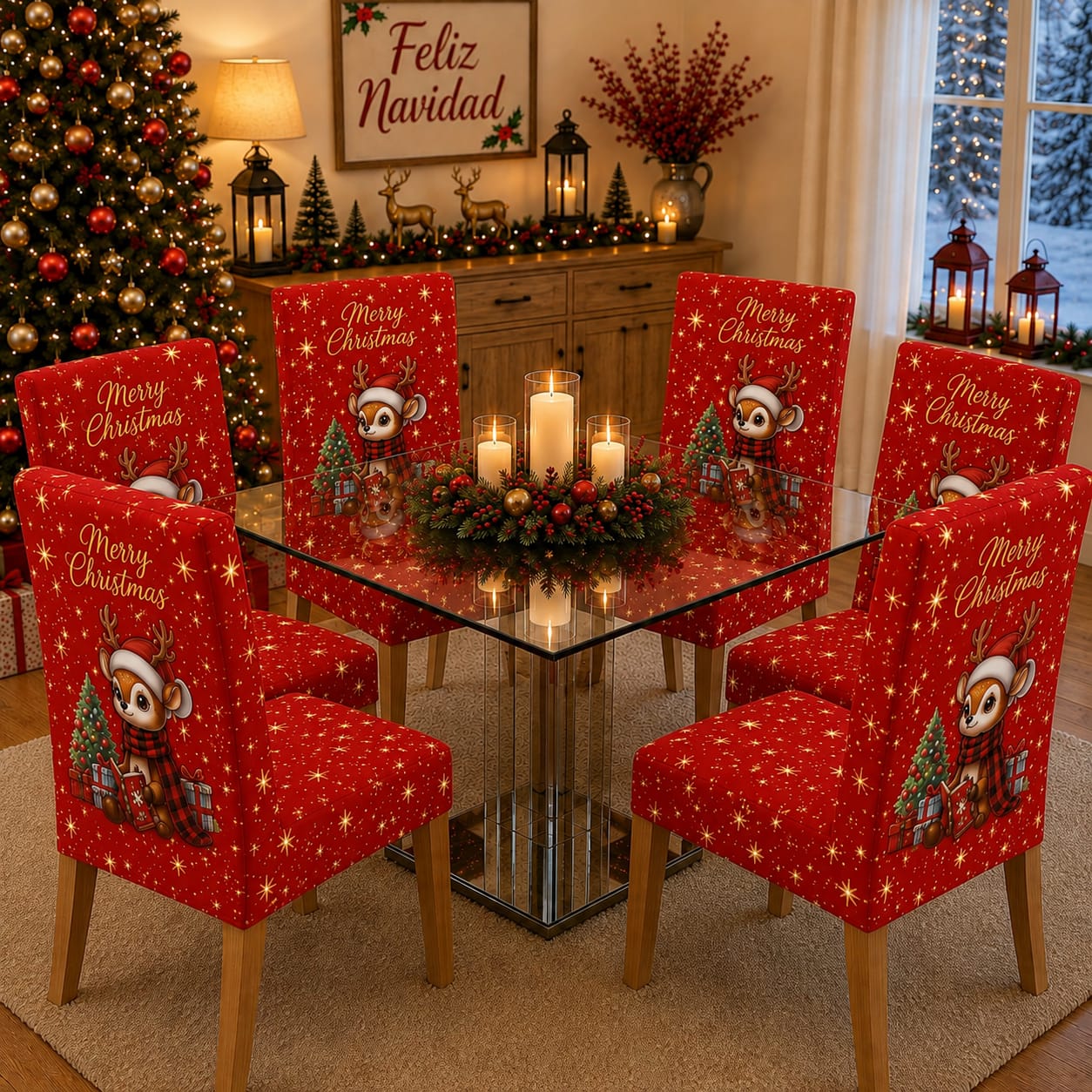 OFERTA EN FUNDAS PARA SILLAS EDICION NAVIDAD🎄🎄🦌🎅