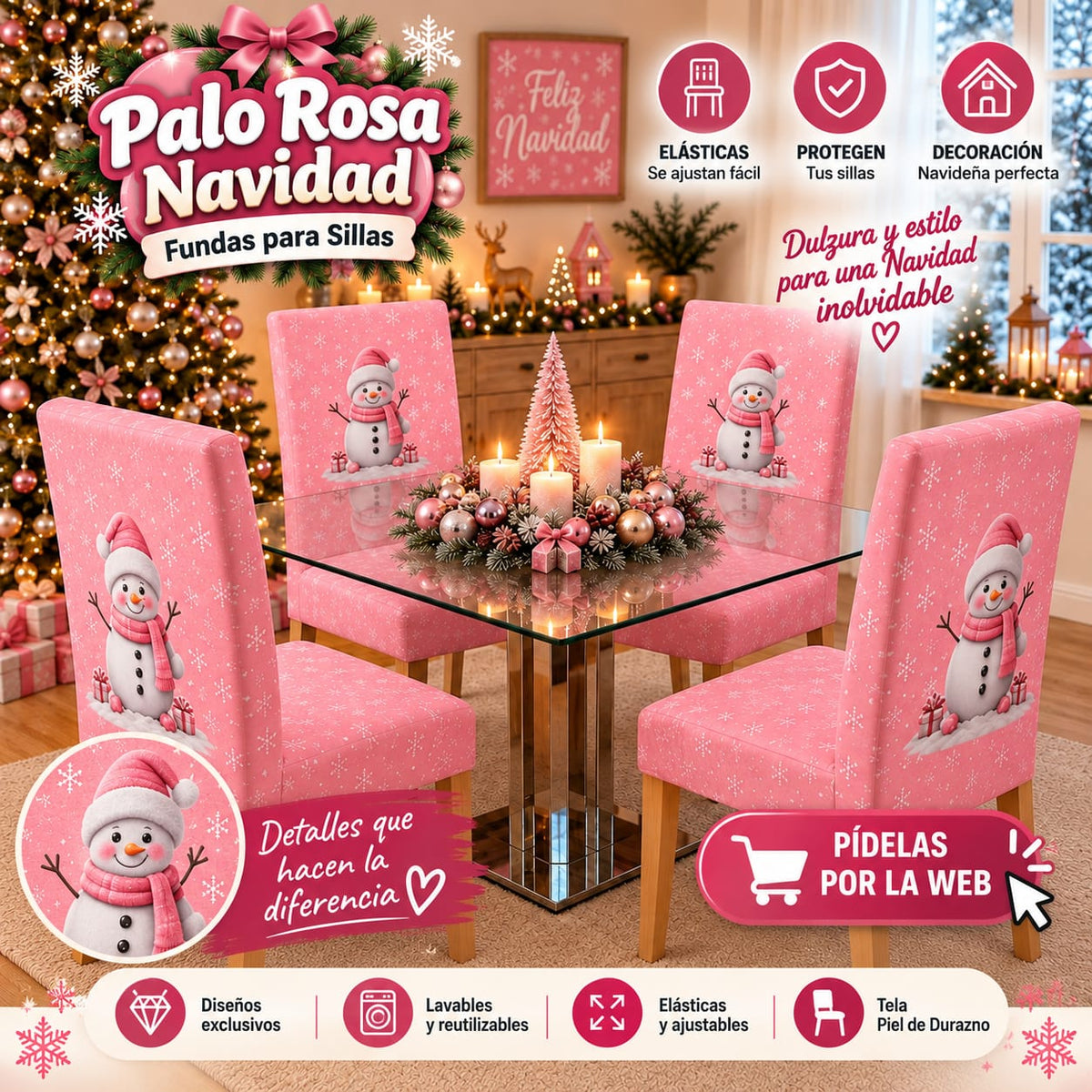 OFERTA EN FUNDAS PARA SILLAS EDICION NAVIDAD🎄🎄🦌🎅