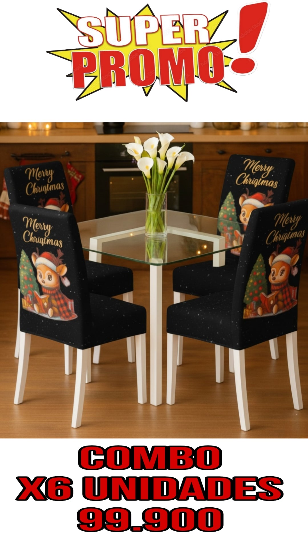OFERTA EN FUNDAS PARA SILLAS EDICION NAVIDAD🎄🎄🦌🎅