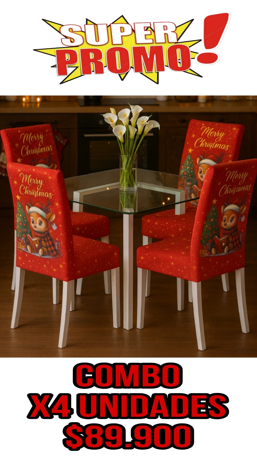 OFERTA EN FUNDAS PARA SILLAS EDICION NAVIDAD🎄🎄🦌🎅